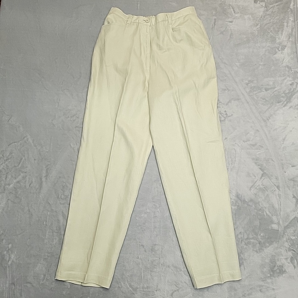 Jones New York Sport Pants Women 10 Sage Green Linen Straight Leg Trouser Casual